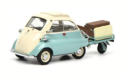 Schuco 450260400 450260400-BMW Isetta Auto Porter 1:43, Modellauto, Modellfahrzeug, blau/beige