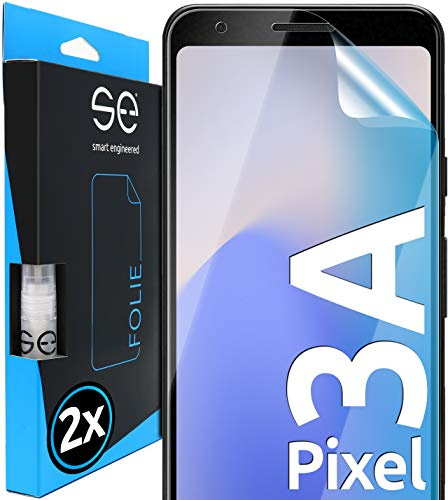 2x se® 3D SCHUTZFOLIE Transparent für Google Pixel 3A,Selbstheilend, 100% Fingerabdruck & FaceID kompatibel, einfache blasenfreie Installation, Ultra-Klar, Stoß-Kratzfest, aus Deutschland