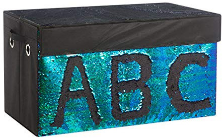 Urban Lifestyle Pailletten-Aufbewahrungsbox, Meerjungfrau/Schwarz, Sequined Animal Print, 40.64 x 7.62 x 36.83 cm