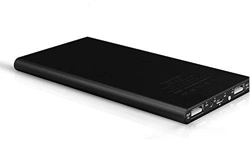 Batterie Externe Plate pour Huawei P Smart 2019 Smartphone Tablette Chargeur Universel Power Bank 6000mAh 2 Port USB (Noir)