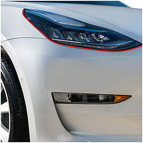 Devil Eye® Scheinwerferfolie rot Zierstreifen Dekor Dekorleiste Folie Flexibel für Scheinwerfer Kfz Auto Zubehör Selbstklebend KX004 (Kompatibel mit Skoda Kodiaq ab 2017)