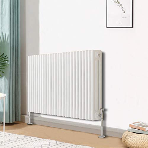 Blümme Traditional Horizontal Cast Iron Radiator Central Heating Radiators White Triple Column 600 x 1190mm