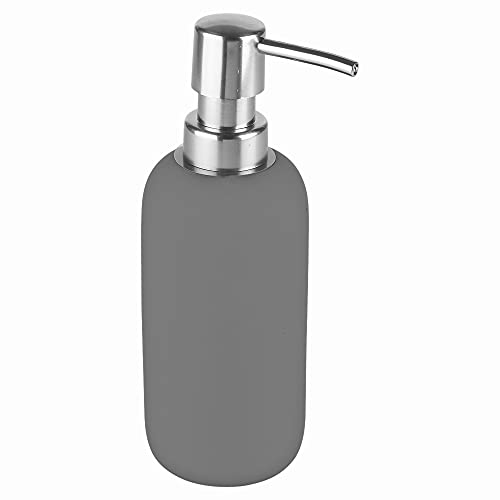 URBNLIVING 3pcs Ceramic Matt Colour Matching Bathroom Dispenser Tumbler Toilet Brush Set (Grey, Soap Dispenser)