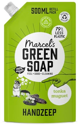 Marcel's Green Soap - Handseife Nachfüllpack Tonka & Muguet - Flüssigseife Spender-Nachfüllpack - Umweltfreundlich - Vegan - 97% biologisch abbaubar - 500 ml