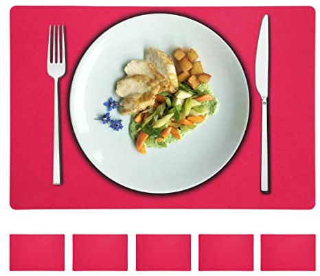Tischset 6er Set pink De Luxe | Filz 45x30cm runde Ecken abwaschbar | Tischdekoration Platzset (1 x 6er Set Tischset pink)