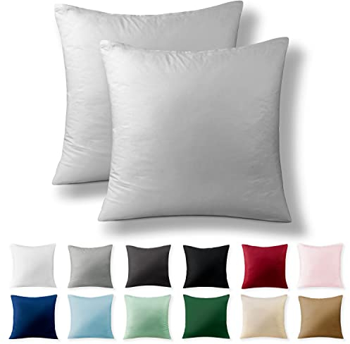 Alreya 2er-Set Renforcé Kissenbezug 50 x 50 cm - 100% Baumwolle mit YKK Reißverschluss, Superweicher Kopfkissenbezug 50x50, Kissenhülle, Grau, nur Kissenbezug