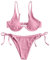 ZAFUL Damen Zweiteiliger Bügel Bikini-Set, Leopardenmuster Criss Cross Push Up High-Cut Gepolsterte Bikini Badeanzug (A-Rosa,S)