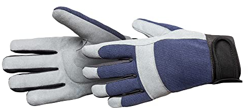 HARDY WORKING TOOLS Arbeitshandschuhe, Kunstleder Mechaniker Handschuhe, Montagehandschuhe Gr. 10 (XL), Vibrationsschutzhandschuhe Damen, Herren, Grau-Dunkelblau, Serie 52, A1511-520011