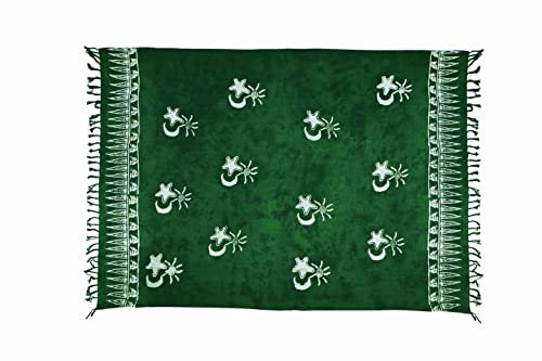 SAIVONA Pareo Sarong Strandtuch Damen - Wickelrock Strand - Handtuch Blickdicht als Wickeltuch oder Handtuchkleid und Wickelkleid Damen - Handarbeit aus Fair Trade Herstellung Batik Strand Grün