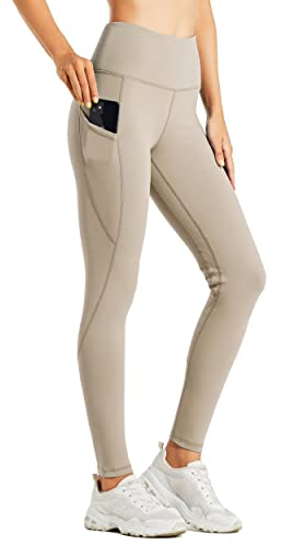 WILLIT Fleece gefütterte Leggings Damen Wasserbeständig Thermohose warme Winterhosen Yogahose Laufhose Strumpfhosen Hohe Taille Khaki L