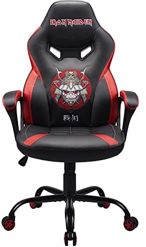 SUBSONIC Iron Maiden - Sedia da gaming Junior/Poltrona da ufficio ergonomica nero e oro con licenza ufficiale