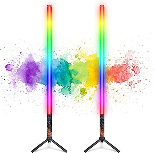 LUXCEO 2 barre Luce video LED portatile tubo RGB da 85 cm,con supporto per luce,batteria integrata,lampada fotografica RGB per illuminazione DJ,YouTube,streaming di giochi, per fotografia