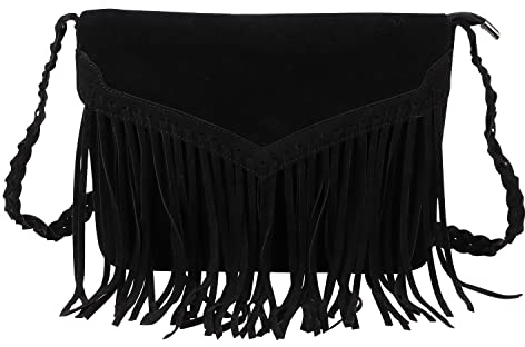 EVEOUT Umhängetasche mit Quasten Mattes Wildleder Fransentasche Damen Mode Frosted Samt Hobo-Tasche Quasten Handtasche