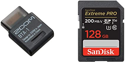 ZOOM BTA-1/GE Bluetooth-Adapter & SanDisk Extreme PRO SDXC UHS-I Speicherkarte 128 GB (V30, Übertragungsgeschwindigkeit 200 MB/s, U3, 4K UHD Videos, SanDisk QuickFlow-Technologie, temperaturbeständig)