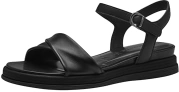 Tamaris Damen Plateau Sandalen Leder Sommer; BLACK/schwarz; 37 EU