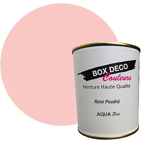 BOX DECO COULEURS Peinture meuble bois intérieur à base d'acrylique aspect velours-satin Aqua Bois - 750 ml / 9m², Rose Poudré