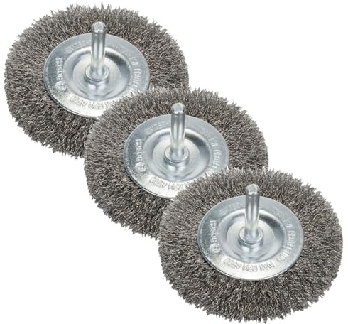 Bosch Professional Scheibenbürste, Edelstahl, gewellter Draht, 0,2 mm, 80 mm, 4 mm, 4500 U/ min, 2608622123 (Packung mit 3)