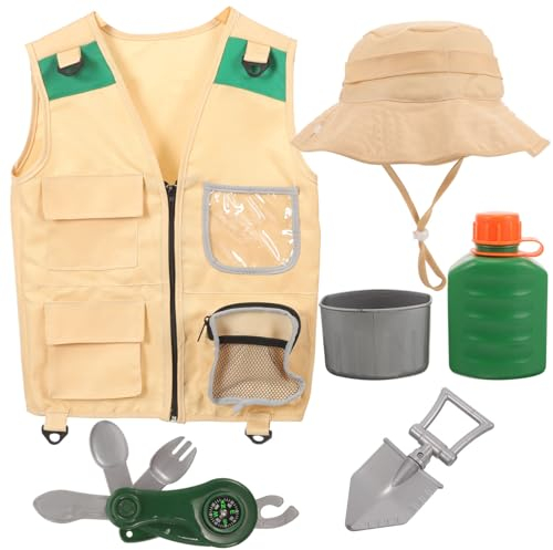 DIKACA Fänger 1 Set Hut Für Kinder Kostüme Hüte Für Kinder Kit Kinderkleid Outfit Weste Mütze Für Kinder Mützen Kinder Abenteuerkostüm Erkundungshut Camping Kinderhut Kinderweste