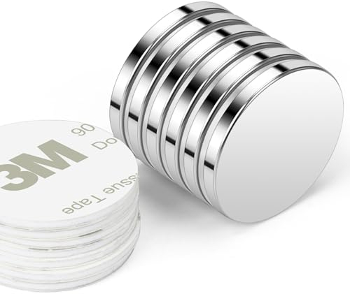 Wzone 6 Stück Neodym Magnete Extra Stark, 25×3mm Magnete Selbstklebend Stark, Starke Magneten Klebemagnete, Magnete Rund für Büro und Kühlschrank und Whiteboard