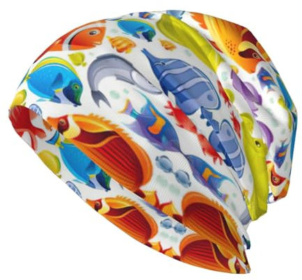 DURAGS Comic Art Unisex Strickmütze, elastisch, ohne Krempe, coole und bequeme Hip-Hop-Mütze, Cartoon-Fisch, Einheitsgröße