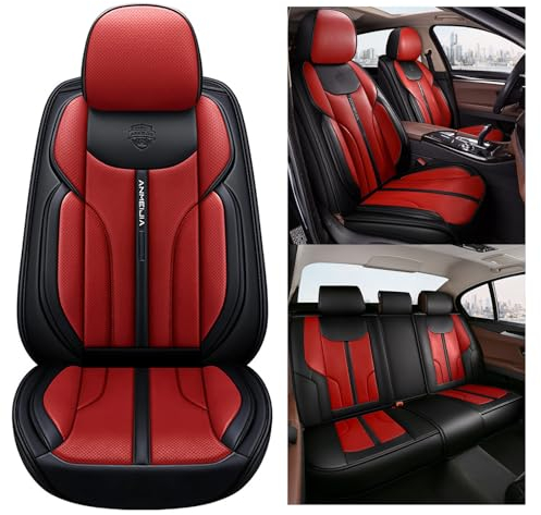 nenyan Autositzbezüge Komplett Set Universal in Premium Design | Schonbezüge für die Vordersitze & Rückbank | Auto Sitzbezüge Airbag Geeignet | Wasserdicht Sitzbezug - Rot