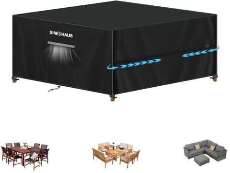 SIMPHAUS Gartenmöbel Abdeckung Wasserdicht Abdeckplane Gartenmöbel Schutzhülle Gartenmöbel,420D Oxford Gewebe Abdeckhauben für Rattan Gartenmöbel Set, Balkonmöbel, Gartenlounge Outdoor 180x180x90cm