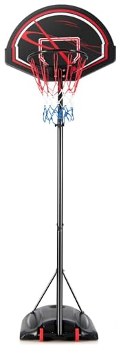 COSTWAY Basketballkorb Outdoor, Baketballständer 170-230cm höhenverstellbar, Korbanlage mit Ständer & 2 Rädern & 2 Allwetternetz, Mobile Basketballanlage Indoor Outdoor für Kinder, Jugendliche