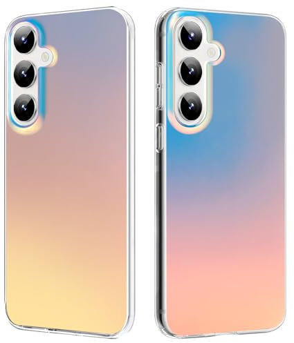 Hülle für Samsung Galaxy S24 6,1 Zoll, Irisierend Farbverlauf Handyhülle Stoßfeste Kratzfest Holografisch Case Regenbogen Farbwechsel Effekt Matt Bunt Schutzhülle für Frauen und Mädchen