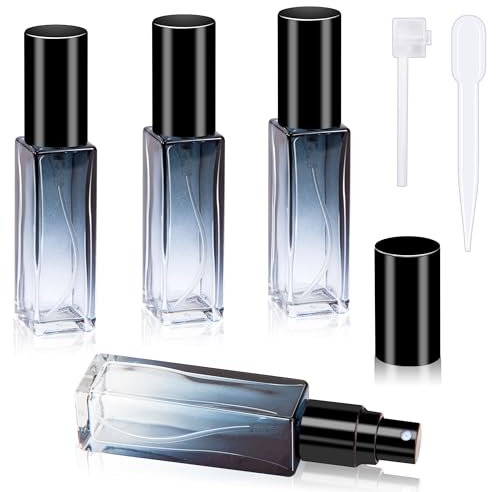 Atomizador Perfume de Vidrio Recargable Botella de Perfume Portátil Atomizador de Perfume 10ml 4 Piezas Bote Spray Pulverizador para Viaje Hombres y Mujeres