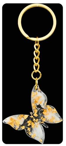KEYSPACE Schlüsselanhänger Schmetterling edler Gold Epoxidharz Schmetterling Anhänger Schmetterlinge