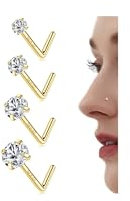 Chriscoco 20G Nasenpiercing Gold Nasenpiercing Chirurgenstahl 14K Gold Nasenpiercing Stecker Zirconia Piercing Nase Nasenstecker Nostril Piercing für Damen Herren