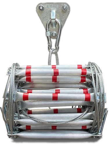 Multifunktionale Notfall-seilleiter Aus Aluminiumlegierung, Wiederverwendbare Tragbare Feuerleiter Für Den Außenbereich, Schwer Entflammbare Drahtseilleiter Für Fluchtrettung Und Arbeit(Size:15m/49ft)