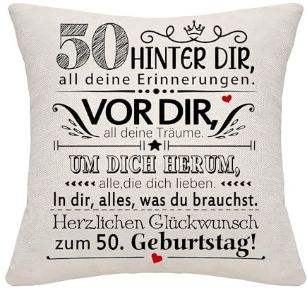 50 Jahre alt Frauen Männer Geburtstag Geschenk Hinter dir all deine Erinnerungen inspirierende Geschenk 50. Geburtstag Geschenk Kissenbezug für Ehefrau Ehemann Mama Papa Freunde Oma Opa Tante(50)