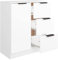 Shally Dogan Credenza in Legno Bianco Cassettiera Consolle 1 Anta e 3 Cassetti Salvaspazio Buffet, Bois d'ingénierie, Blanc, 60 x 30 x 70 cm