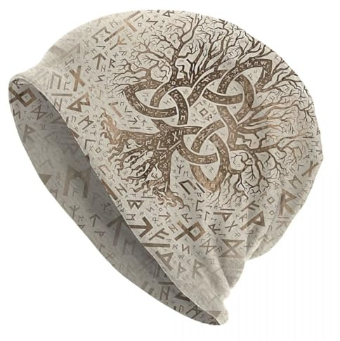 TQWSVUM Bonnet souple Viking Arbre de vie pour homme/femme – Mythologie nordique Yggdrasil Graphic Bonnet fin