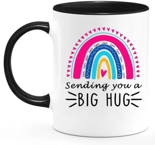 PEJAFAN Sending You A Big Hug Coffee Mugs with Black Handle, Get Well Gifts for Women, Thinking of You Gift, Condolence Miss You Gifts for Women Friend 11oz (Big Hug)