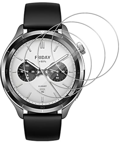 Lutree para Xiaomi Mi Watch S4 Cristal Templado, 3 Piezas Dureza 9H HD Protector de Pantalla, Anti-Arañazo Sin Burbujas Vidrio Templado Película Protectora