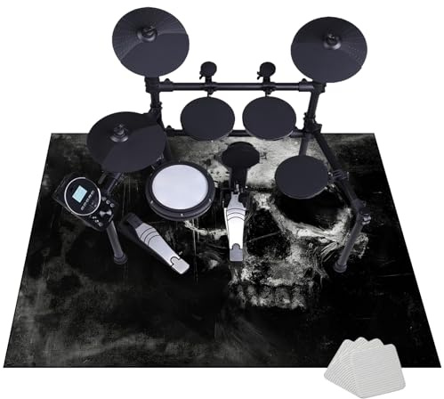 110 x 80 cm Teppich Schlagzeugteppich Drum Quadratische, rutschfeste Trommelteppiche für Bass- und Snarette