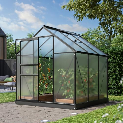 Vitavia Gewächshaus Comet 3800, schwarz, 3,8 m², 4 mm HKP | Wetterfestes & stabiles Treibhaus | Perfekt für Gemüse & Pflanzen | Robust & langlebig