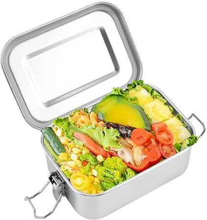 JSMTKJ Fiambrera de Acero Inoxidable, Fiambrera 550ml, Hermética | Sin BPA, Portátil, Durable, Ecológica, ideal para Niños y Adultos, perfecta para escuela, oficina, picnic y viajes