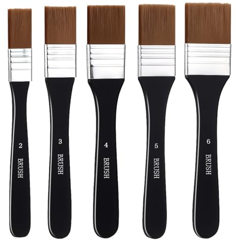 5 Stück Pinselset Acrylfarben, Aquarell Acryl Flachpinsel Acrylpinsel Breit, ölfarben Flach Nylonpinsel Premium Lasurpinsel Für Malerei ölmalerei Aquarell Acryl Gouache (20/25/30/35/40mm)