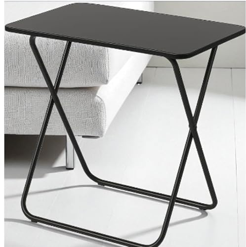 RHMM Small Folding Side Table Portable TV Tray Table with Metal Legs, Compact Coffee Table & Sofa Laptop Desk for Drinks, Snacks & Small Spaces (38x48x66cm)