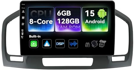 [6G+128G,Octa-Core] - MSD Autoradio für Opel Holden Insignia 2008-2014 | Android 15 GPS Navi Radio | CarPlay Android Auto Lenkradsteuerung Dual-Band WiFi DSP DAB | Rückfahrkamera MIC | 2 Din 9 Zoll