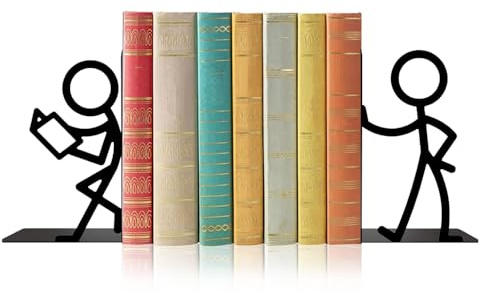 RNPKZ 1 Pair Book Ends, Decorative Person-Shaped Book Ends for Shelves, Cute Book Support Stoppers, Made of Metal, Not Easy to Deform, for Office School Library Bedroom, BookLover Gift