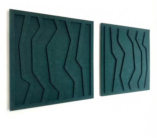 NIC’BRUX® Akustikpaneele 4er Set 40x40 cm – Modernes Akustikbild Wanddesign aus PET-Filz | Schallabsorber Wandpaneele für Wohnzimmer, Büro & Home Studio