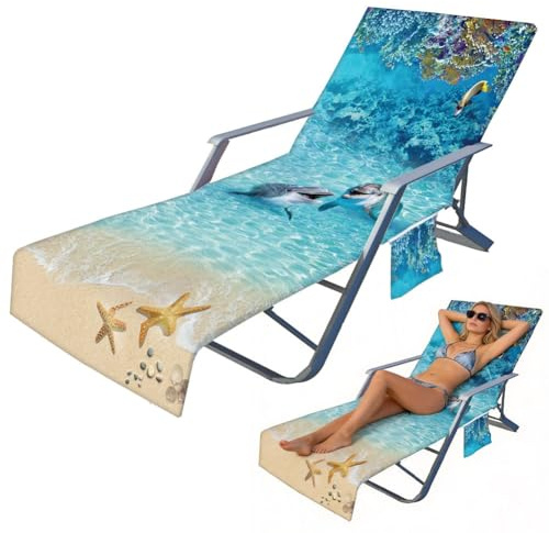 DASIAUTOEM Mikrofaser Handtuch für Sonnenliege 210x75cm, Ozean Schonbezug für Gartenliege, Schonbezug für Gartenliege, Liegenhandtuch mit Umschlag für Strandkorb, Gartenliege, Strände, Gartenhotels