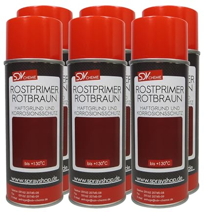 SDV Chemie Haftgrund rotbraun 6x 400ml Acryl Lackspray | Grundierung, Rostprimer, Füller, Spraydose