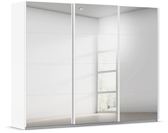 Rauch Möbel KULMBACH, Schwebetürenschrank, Farbe Weiß, Breite 271 cm | Kleiderschrank mit Schwebetüren, Schiebetüren, 3-türig, mit Spiegel, Zubehör Classic, Schlafzimmer, Jugendzimmer, Garderobe