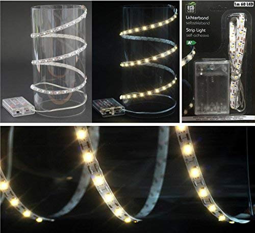 Hillfield 1m Lichterband mit 60 LEDs Lichterkette zuschneidbar selbstklebend Lichterketten Weihnachten Lichtband LED-Band Dekolichter LEDkette Lichterbänder (1 Meter 60 LEDs)