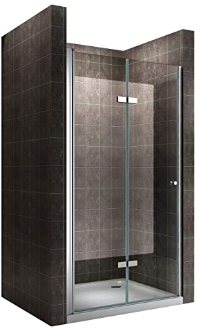 Einzelfalttür 96-100 cm Höhe: 195 cm, Duschfalttür aus 6mm ESG Sicherheitsglas in Klarglas - Duschtür, Duschabtrennung, Nischentür